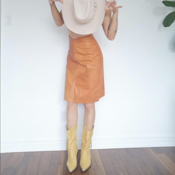 Dresses & Skirts - Vintage leather skirt, High waisted leather skirt